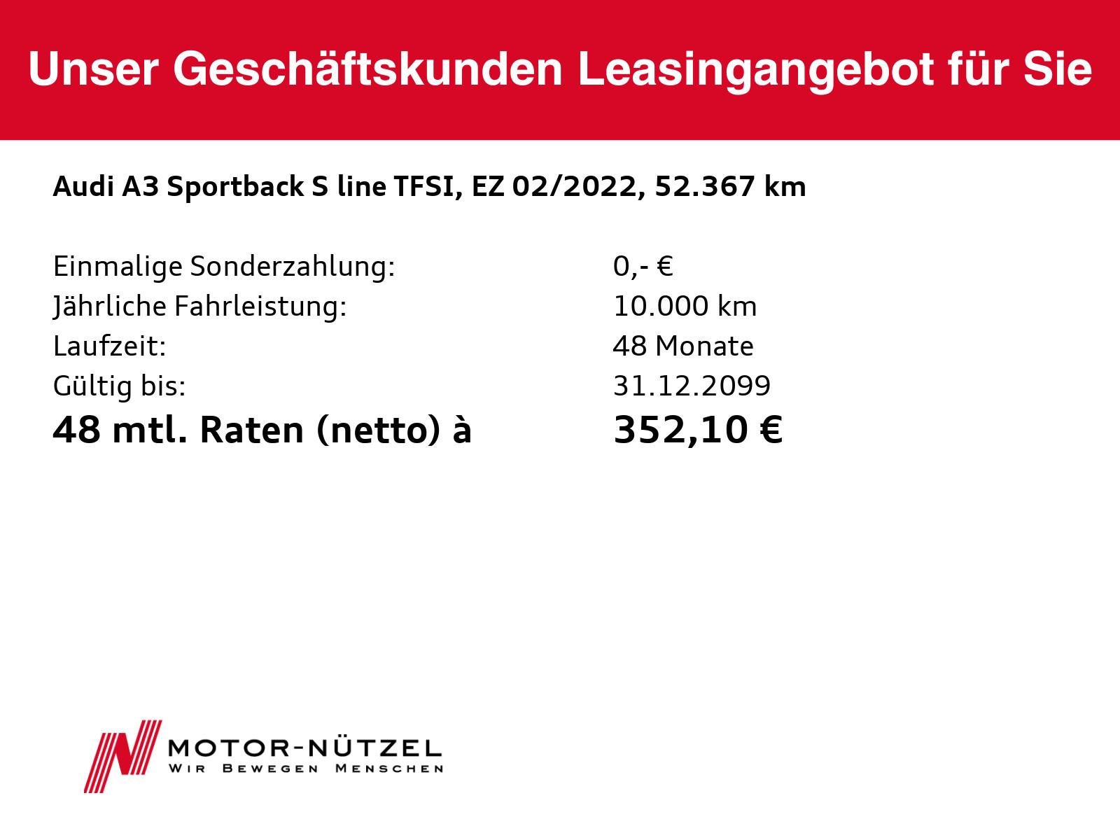 Audi A3 Sportback 40 TFSI e S-TR S-LINE LED+RFK+AHK