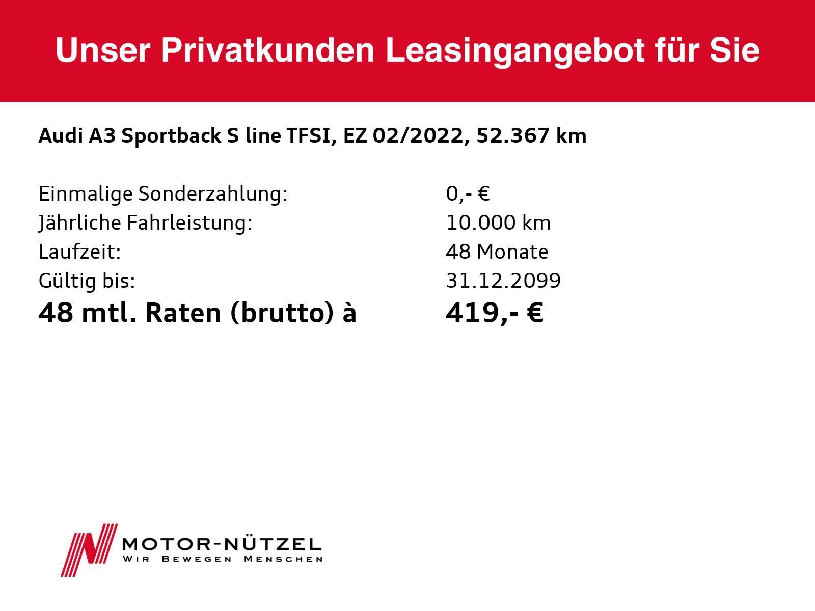Audi A3 Sportback 40 TFSI e S-TR S-LINE LED+RFK+AHK