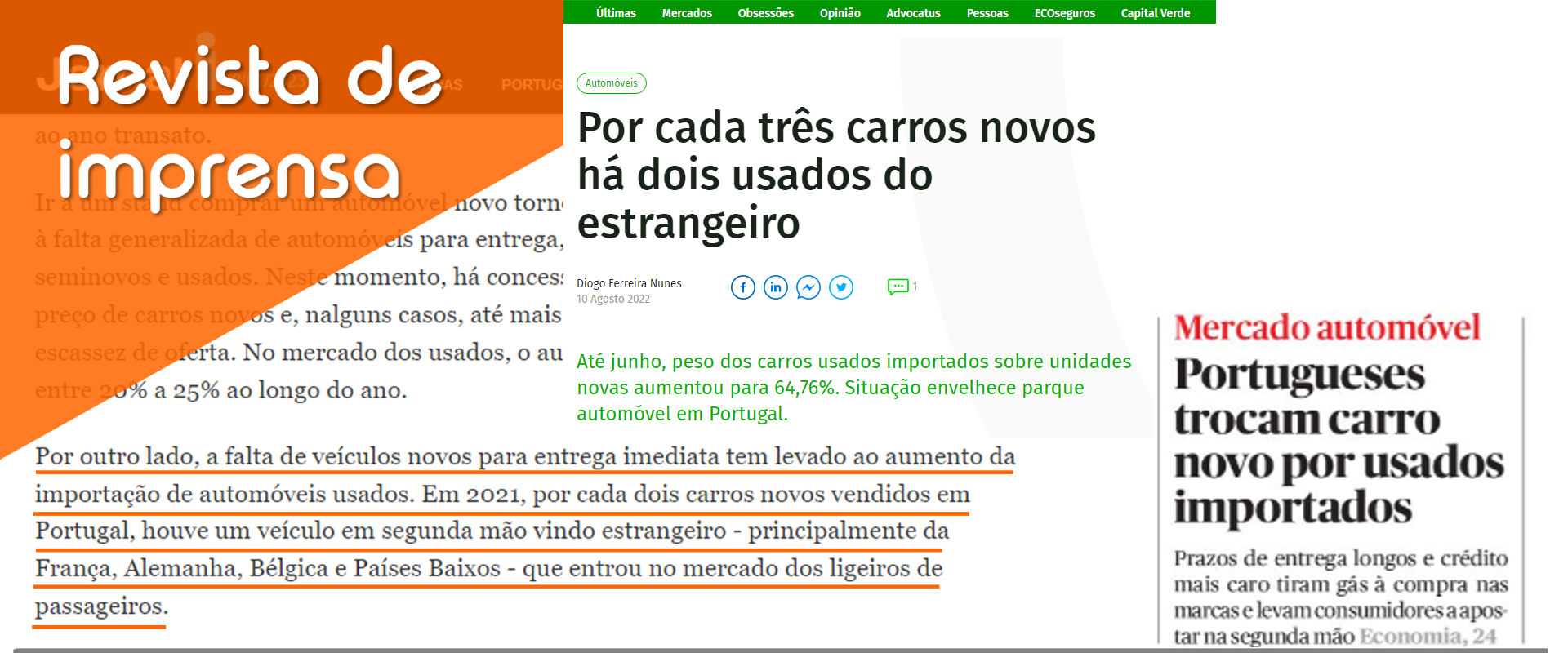 Revista de imprensa - Portugueses apostam na importação automóvel!!!